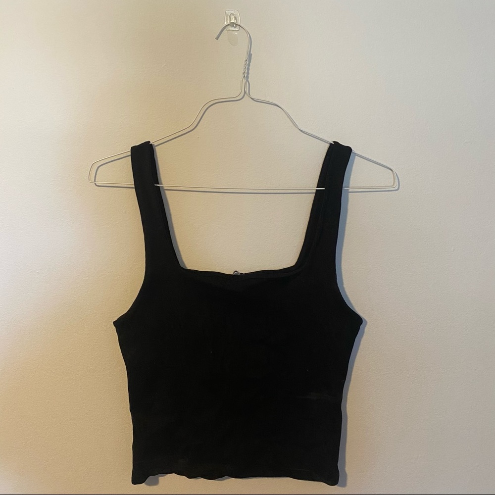 Black Square Neck Crop Top Zara